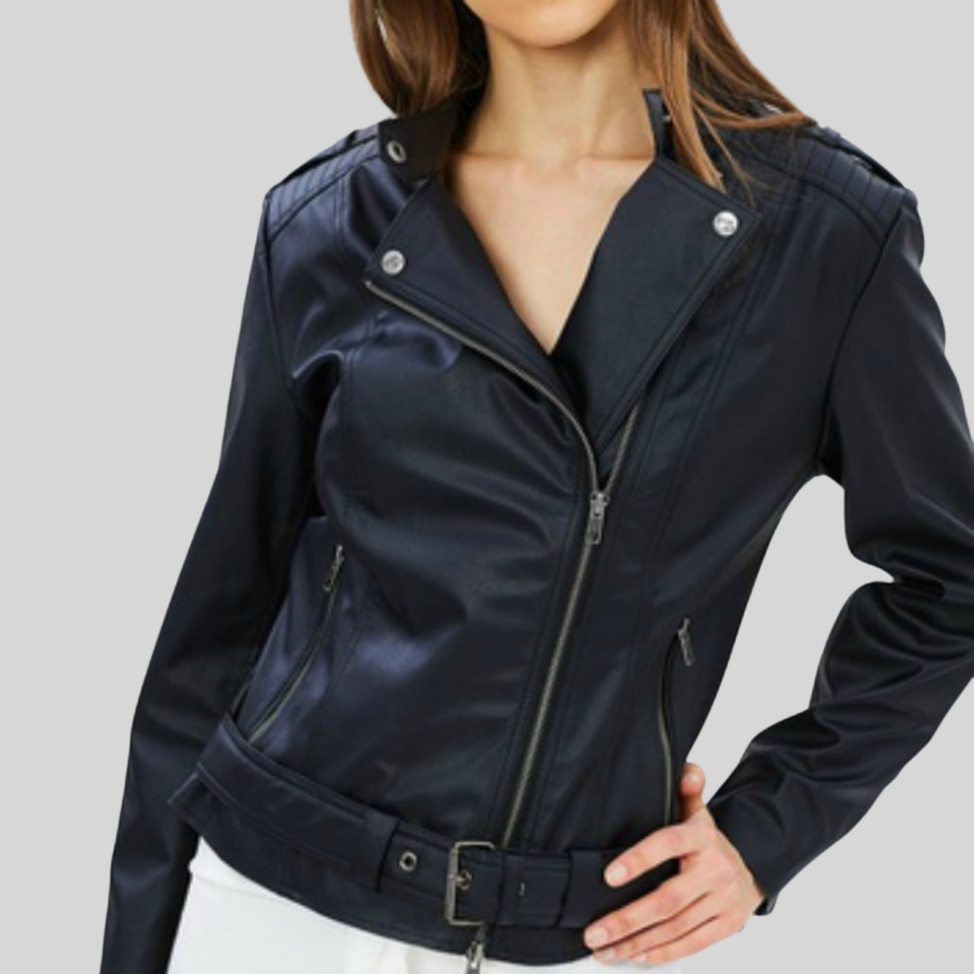 AVAILABLE SOON.Biker Jacket Plant Based Plastic Free Vegan Leather I EMMA XL