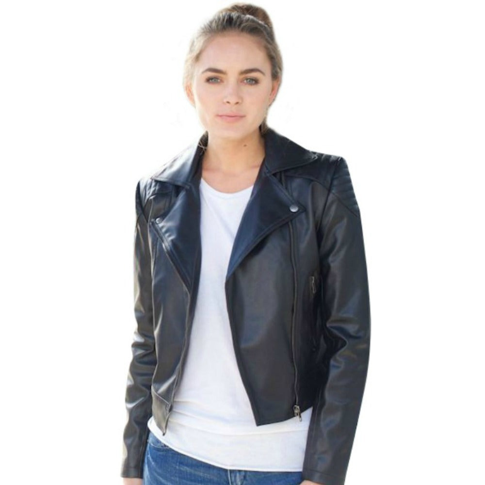 AVAILABLE SOON. Moto Classic 100% Plant Based Plastic Free Leather-look Jacket l CASSANDRA